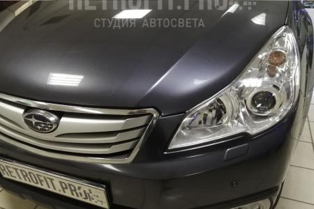 Subaru Outback IV (2009-2014) — замена линз и ламп + шлифовка + бронирование фар